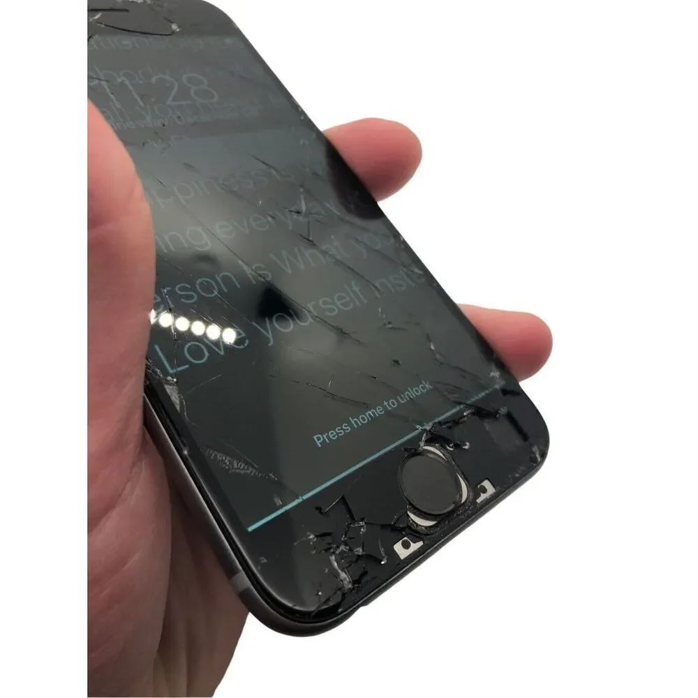 Apple iPhone S Model A1633 Locked, No Sim, Cracked Screen, Powers On